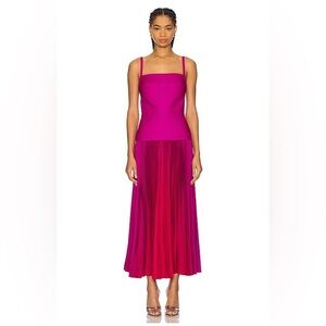 Acler‎ Leasgill Pleated Open-Back Dress Raspberry Ombré
